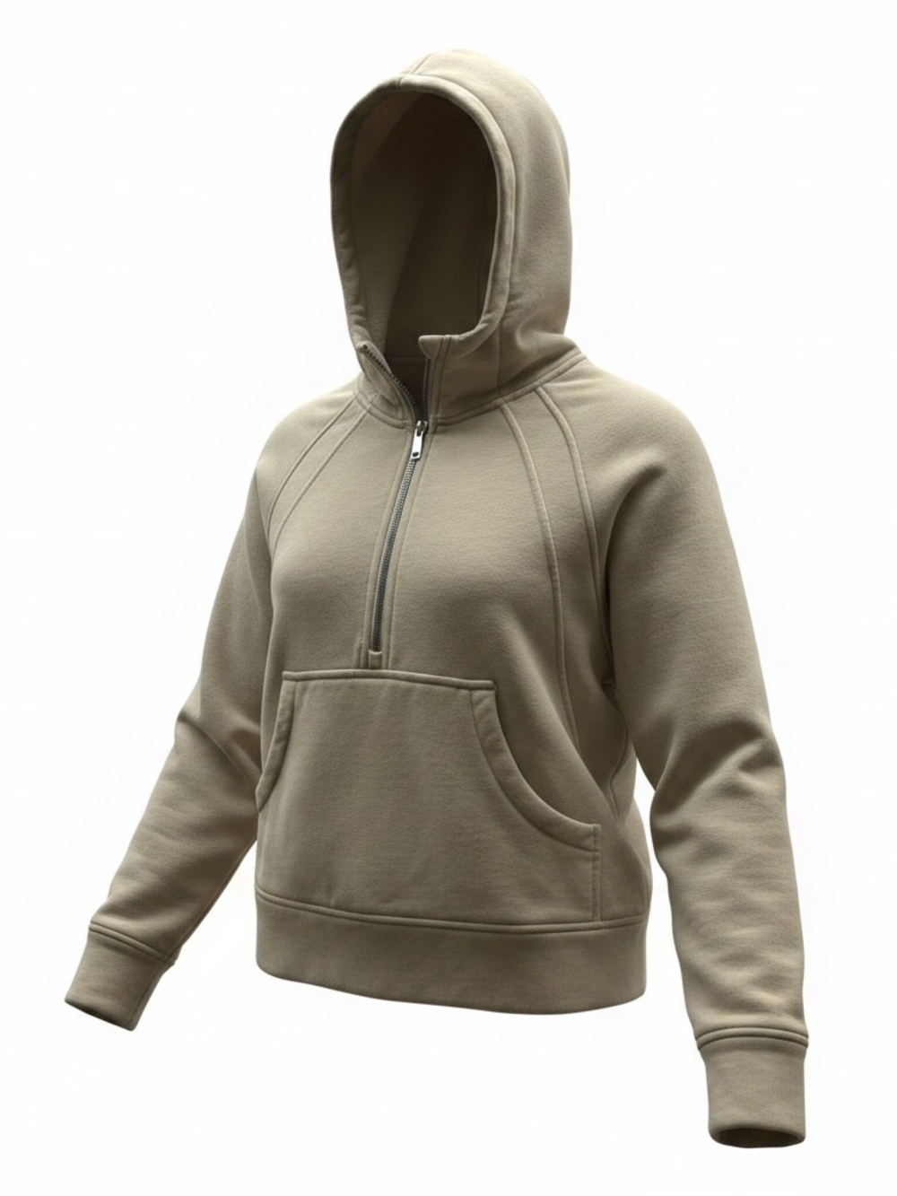 Women’s Cream Half-Zip Hooded Pullover Sweatshirt The Gym People Medium